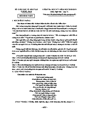 Đề kiểm tra học kỳ I môn Ngữ văn Lớp 12 - Năm học 2018-2019 - Sở giáo dục và đào tạo Quảng Nam (Có đáp án)